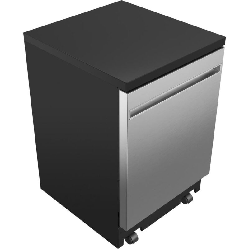 GPT225SSLSS 24 in. Top Control Portable Stainless Steel Dishwasher with Stainless Steel Interior, Sanitize, 54 dBA