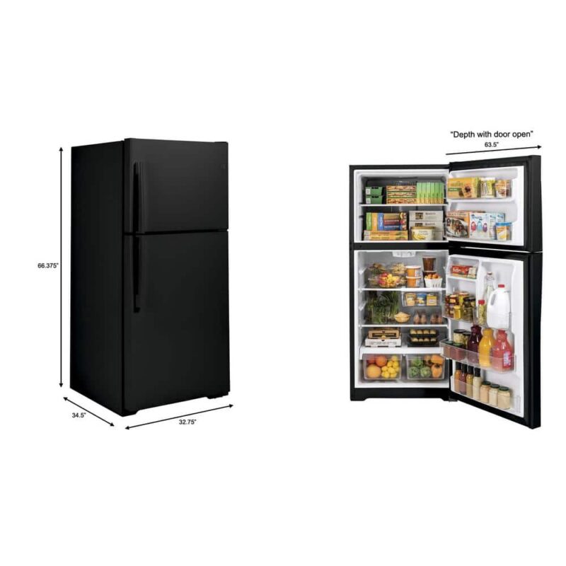 GTS22KGNRBB 8 21.9 cu. ft. Top Freezer Refrigerator in Black, Garage Ready